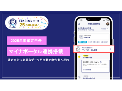 確定申告データの自動反映により負担軽減。スマホで会計処理ができるアプリ「FinFin」シリーズが累計25...