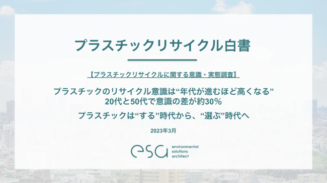 【プラスチックリサイクル白書】プラスチックリサイクルに関する意識・実態調査「プラスチックのリサイクル意識は“年代が進むほど高くなる”20代と50代で意識の差が30ポイント弱」のメイン画像