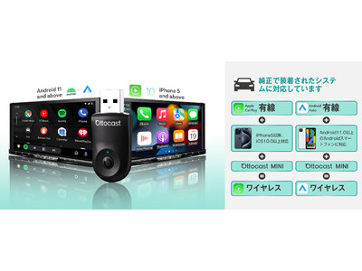 OTTOCAST最新モデル CarPlayをワイヤレス化 無線化 android オットキャスト【2025最新Miniワイヤレスアダプター】有線