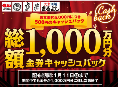 【総額1,000万円！】年末年始の金券キャッシュバックキャンペーン！｜まるよしグループ全16店舗で期間限...