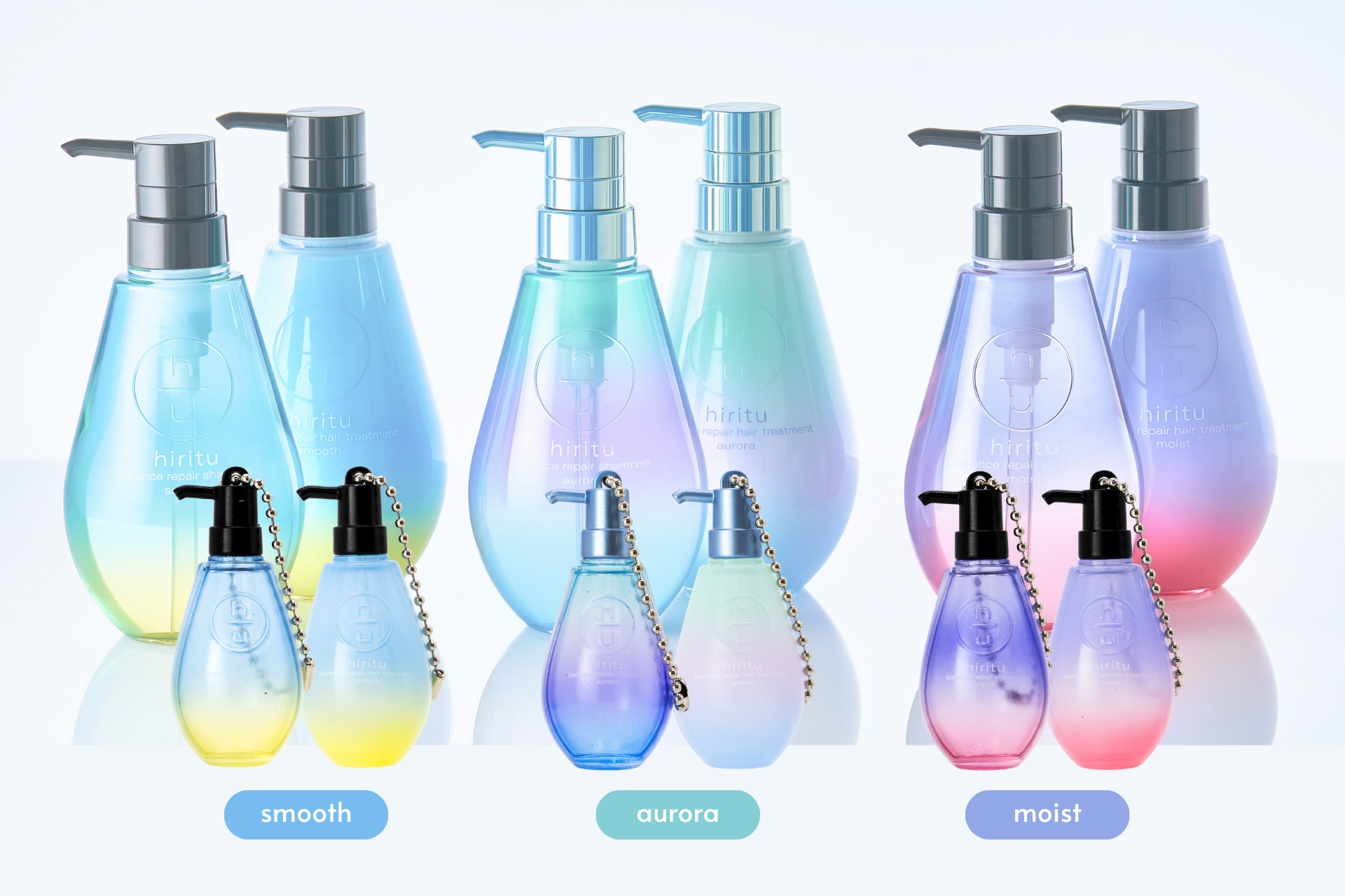 「hiritu(ヒリツ)」のミニチュアボトルが登場!ボトルのグラデーションや透明感を忠実に再現!全6種類で販売決定