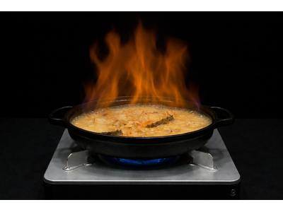 【滋賀・瀬田】火柱が上がる「燃えるすき焼き」が2/1提供開始。開始早々「価格設定ミス？」と話題のフルアテンドコース、発売記念で会員なら全員1,000円OFFの3,400円に。