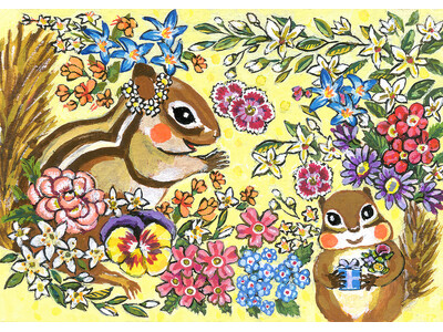 【西宮阪急】可愛らしいりすたちが大集合！！りすを描く作家で人気の藤岡ちさの版画展が、6月11日より西宮阪急で初開催。ハンドメイド入りの作品も登場！