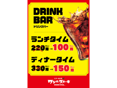 閉店大特価セール第２弾！！【ワンダーステーキ 泉南店】最後の5日間はドリンクバーが通常の“半額以下”！！～1月25日閉店。ワンダーステーキ 泉南店をご愛顧頂き有難うございました。