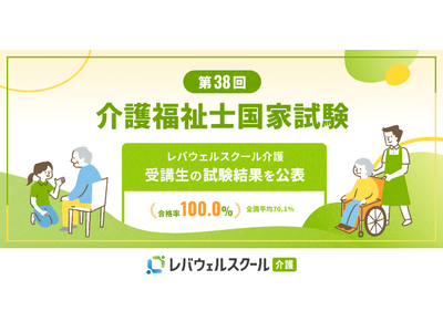 レバウェルスクール介護、「第38回 介護福祉士国家試験対策講座」受講生の試験結果を公表