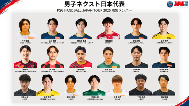 【ハンドボール】「パリ・サン＝ジェルマン ハンドボール ジャパンツアー2026」ネクスト日本代表メンバー発表のお知らせ