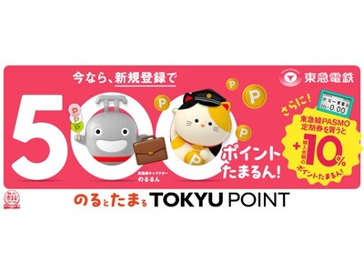 ３月１６日から４月３０日までの期間限定で「のるとたまるＴＯＫＹＵ　ＰＯＩＮT」新規登録＆東急線ＰＡＳＭＯ定期券のご購入でおトクなキャンペーンを実施します！