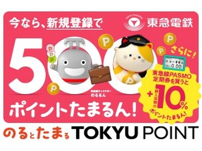３月１６日から４月３０日までの期間限定で「のるとたまるＴＯＫＹＵ　ＰＯＩＮT」新規登録＆東急線ＰＡＳＭＯ定期券のご購入でおトクなキャンペーンを実施します！
