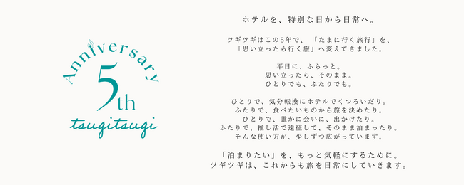 定額宿泊サービス「ツギツギ」サービス提供開始５周年を記念しておトクなキャンペーンを実施！
