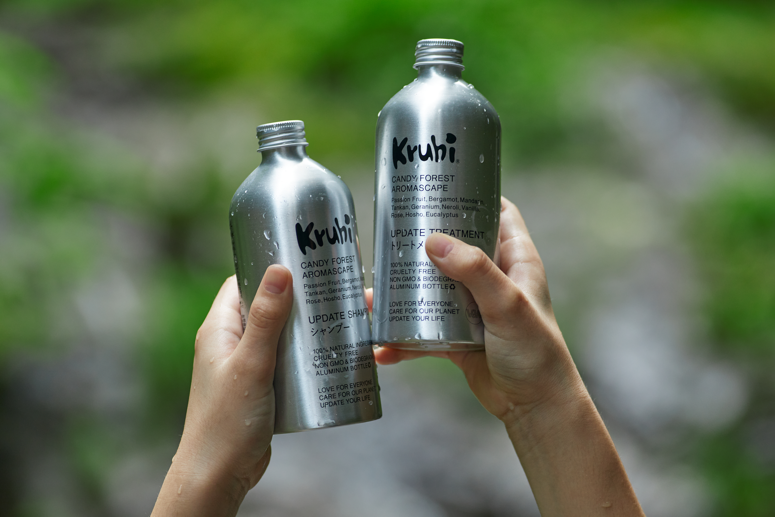 規格外果実のアップサイクル、リサイクルアルミ製ボトル、自然由来成分100％、生分解性98.9％　常識を覆す、環境にも人にも優しいヘアケアブランド「Kruhi」井浦新が販売を開始！