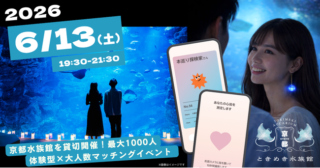 【貸切・最大1,000人規模】夜の京都水族館で“ときめき”を探す大規模マッチングイベント「京都ときめき水族館」6月13日開催
