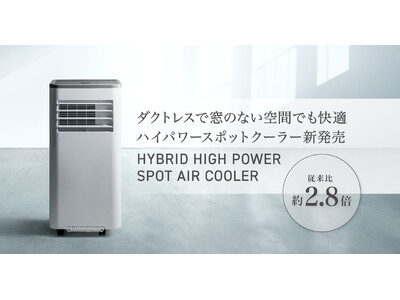 窓のない空間でもパワフル冷却！従来比約2.8倍のダクトレススポット