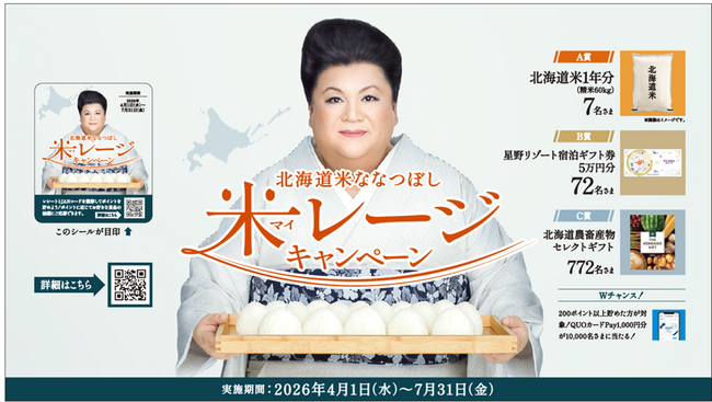 北海道米１年分が7名様に当たる！「北海道米ななつぼし 米（マイ）レージキャンペーン」を開催！マツコ・デラックスさんが出演する新CMもオンエア