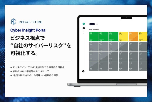 見過ごされてきた自社のサイバーリスクを「経営課題」に。REGAL CORE、ビジネス視点で“自社の健康状態”を可視化する「Cyber Insight Portal」を提供開始