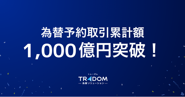 『トレーダム為替ソリューション』が支援した為替予約取引が累計1,000億円を突破