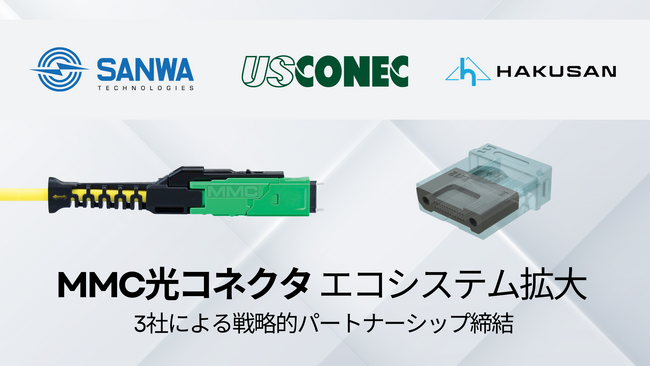 US Conec、白山、SANWA Technologies、超小型フォームファクタ(VSFF) MMC多心光コネクタおよびTMTフェルールのマルチソース化・共同開発に関する契約を締結