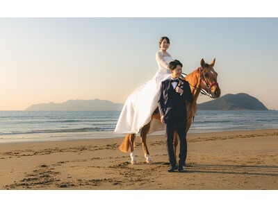 「ワタベウェディング 福岡フォトスタジオ」限定の特別プラン 海の中道海浜公園で馬と撮影ができるフォトウェディングプランを販売開始
