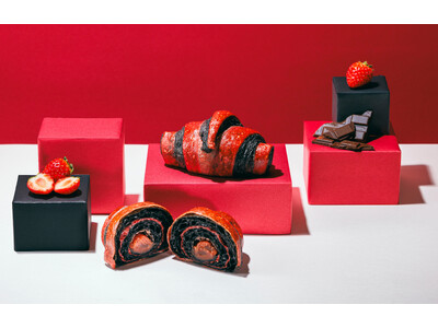 【木村屋總本店】＜新商品＞「あんクロワッサン（あまおう苺あん×チョコ）」が登場！赤×黒の鮮やかな色合いで、見た目も味も楽しめる冬の新作。