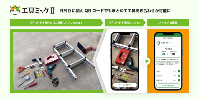 東急建設とアイリッジ、まとめてQRスキャンが可能な工具管理DX「工具ミッケII」を提供開始