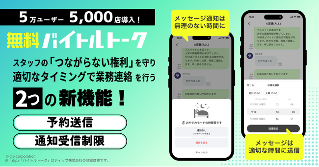バイトルトーク、サービス開始1年でユーザー数5万人・導入社数2,000社5,000店突破