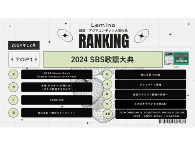 12月のLemino韓流・アジア人気ランキング発表！！第1位は人気K-POPアイドルが総出演した「2024 SBS歌謡大典」