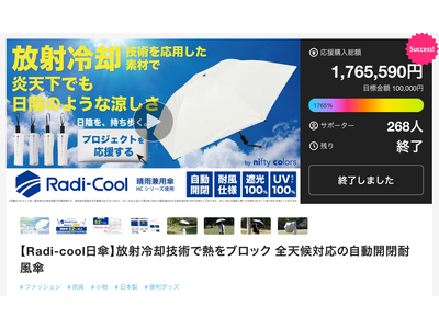 「Radi-Cool（HCシリーズ使用）遮光耐風自動開閉58」がMakuake目標金額1,765％を達成！
