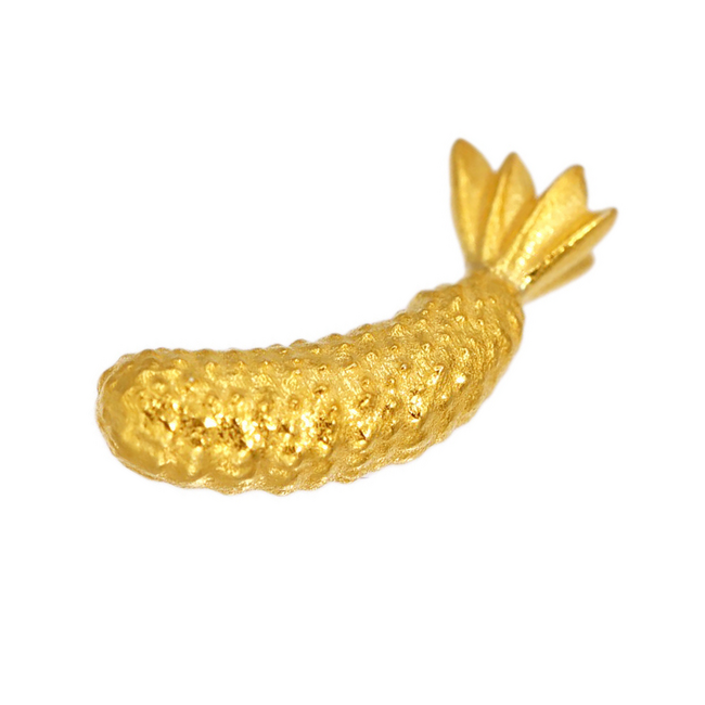 「黄金のエビフライ」本物の金「純金」で登場神々しい海老様を、純金の衣で揚げちゃいました。