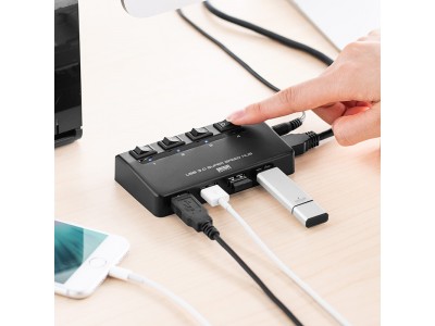 USBポートを4ポートに増設できるUSBハブ2種を6月4日発売