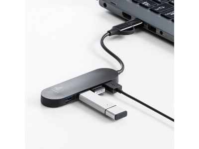 変換アダプタ付きで、USB Type-Cポート、USB Aポート両方使えるUSBハブを11月27日発売