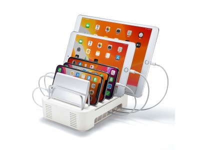 USB充電器を収納して充電スタンドとして使えるタブレット・スマートフォンスタンドを発売。