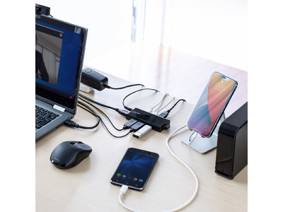 USB周辺機器の接続とスマホ充電が可能なセルフパワータイプのUSBハブを10月26日発売