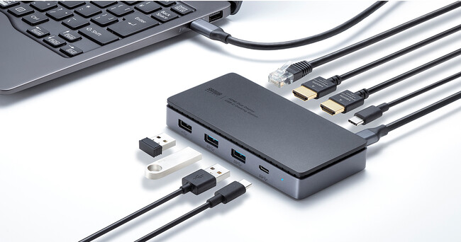USB Type-Cケーブル1本で最大2台のディスプレイへ映像出力ができるコンパクトサイズのドッキングステーションを発売