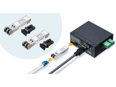 動作温度-40～85℃に対応、SFPポートを持つネットワーク機器に取り付けできる1000BASE-SX/LX（IEEE802.3z）準拠のSFP産業用コンバータを発売