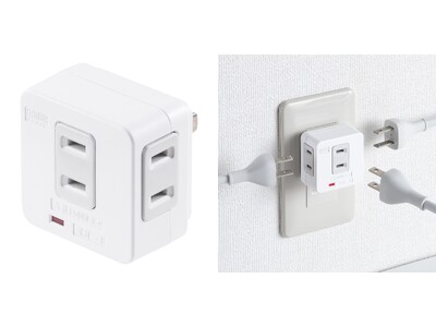 狭い隙間に最適！雷ガード付きの薄くてコンパクトな3個口の電源タップを発売