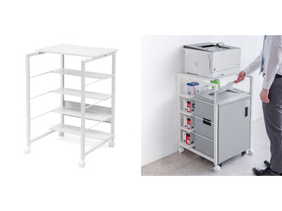 プリンタ＆シュレッダーをまとめて収納できる多機能プリンタ台を発売