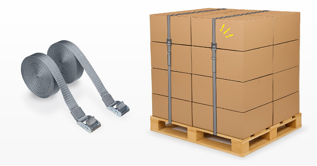 耐震度6強に対応、パレットからの積荷落下を防止するパレット荷締めベルトを発売