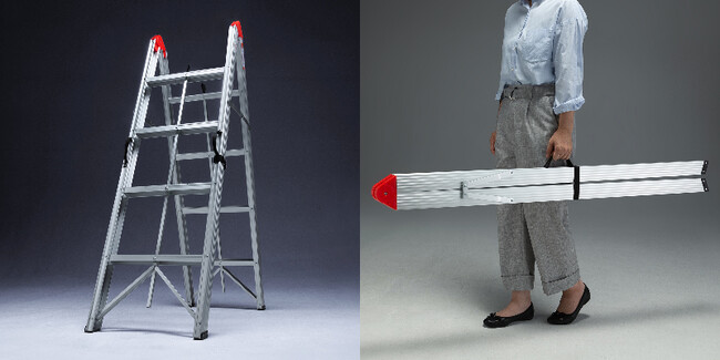 大人気!超スリムに収納できるスティック型折りたたみ脚立に待望の4段タイプが新登場