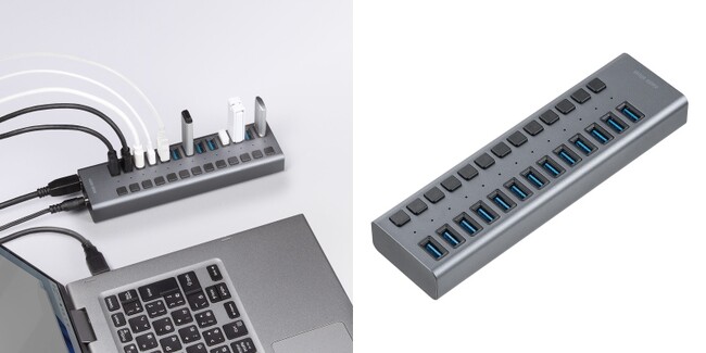 13台同時接続！“個別スイッチ＋セルフパワー”で充電も通信もこれ1台で完結するUSBハブを11月18日に発売