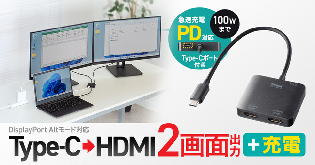 PD�[�d�Ή��A2��ʏo�͉\��USB Type-C��HDMI�ϊ��A�_�v�^�𔭔�