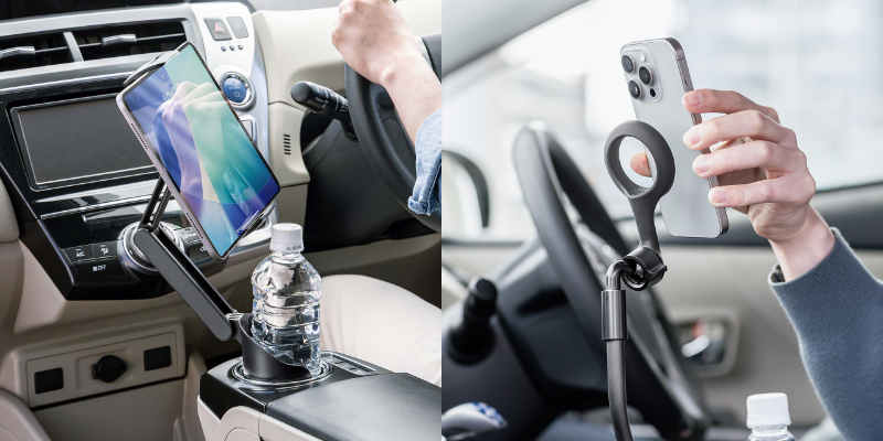 ドリンクもスマホもどっちも置ける！ドリンクホルダー取付式の車載ホルダーを発売