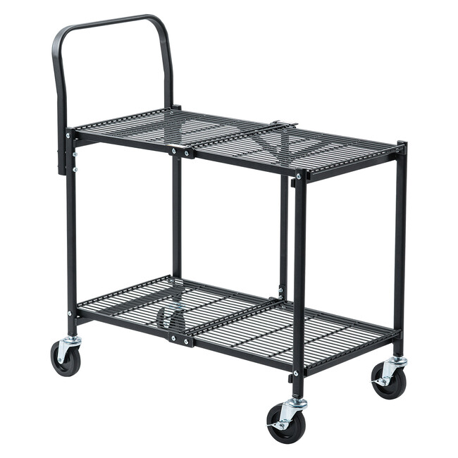 折りたためるのに耐荷重160kg！2段スチールラックワゴンを発売