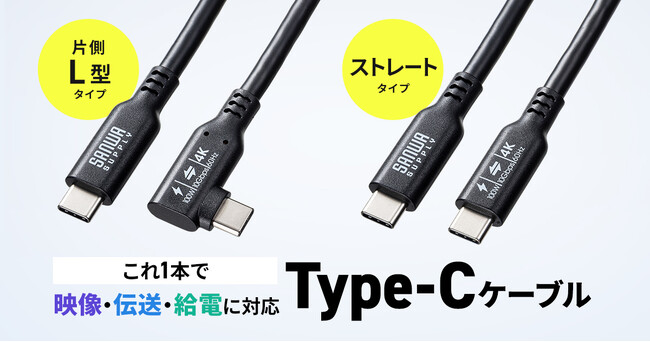 高速データ転送も高出力充電もこれ1本。100W給電&映像対応のType-Cケーブルを発売
