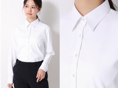 売上枚数前年比 3 倍と反響の大きい『透けないシャツ』をアップデート　襟裏の“ファンデ汚れ”が洗濯で簡単に落ちる“化粧品防汚生地”を採用