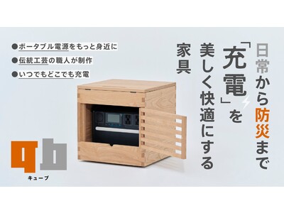 日常から防災まで　「充電」を美しく快適にする家具「qb（キューブ）」をMakuakeにて公開。パナソニック ライフバッテリー「e-block」搭載モデルも合わせて発表