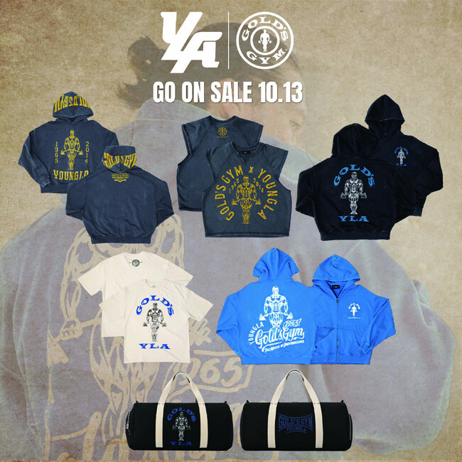 ロサンゼルス発「YoungLA」とGOLD’S GYMのコラボレーションが日本初展開　数量限定全6商品を10月13日より発売