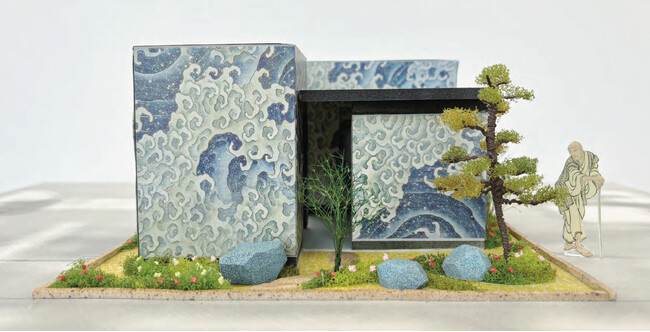 【北斎館】北斎のまち 小布施へのゲートウェイ、北斎晩年の代表作「怒濤図 男浪」を用いた北斎館東町駐車場トイレ・ランドスケープが完成！