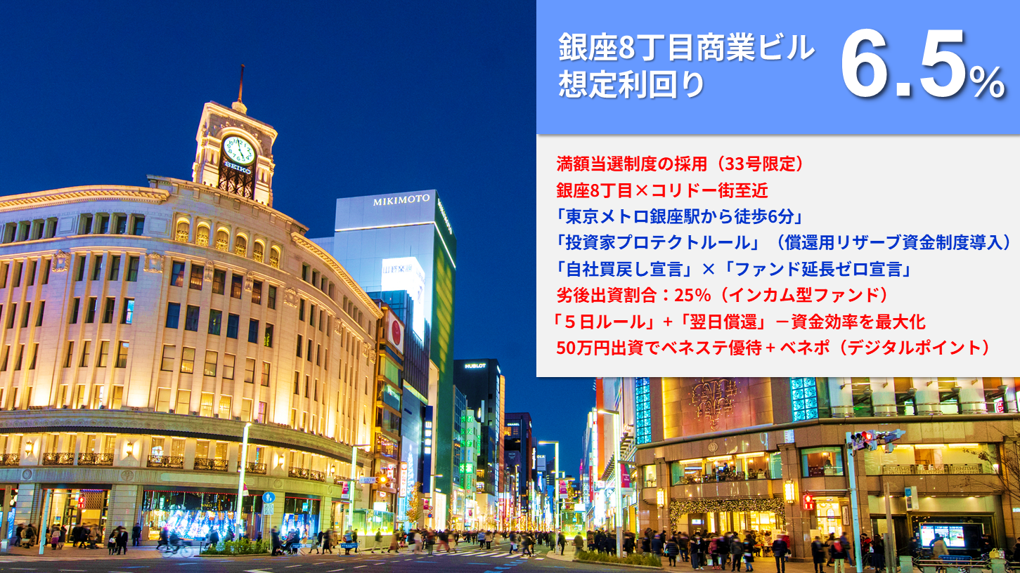 新ファンド公開！『らくたま33号（銀座8丁目商業ビル）』12月3日12時より募集開始にあわせて、『年に1度のX'mas感謝祭』（急げ！らくたま33号へ）を開催！