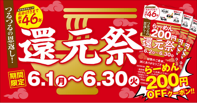 「つるつるの恩返し！らーめん200円還元祭」開催！