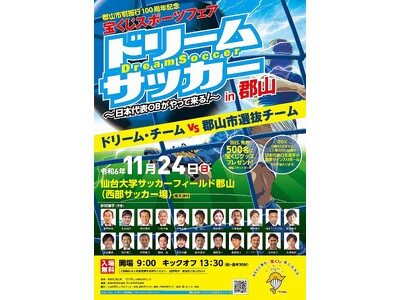 【福島県郡山市】サッカー日本代表ＯＢが郡山市に集結！「宝くじスポーツフェア ドリームサッカーin郡山」観覧者募集！！［福島県郡山市役所］