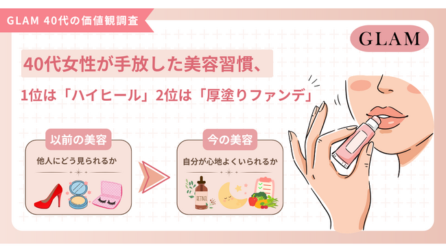 40代女性が手放した美容習慣、1位は「ハイヒール」2位は「厚塗りファンデ」【GLAM 40代の価値観調査】